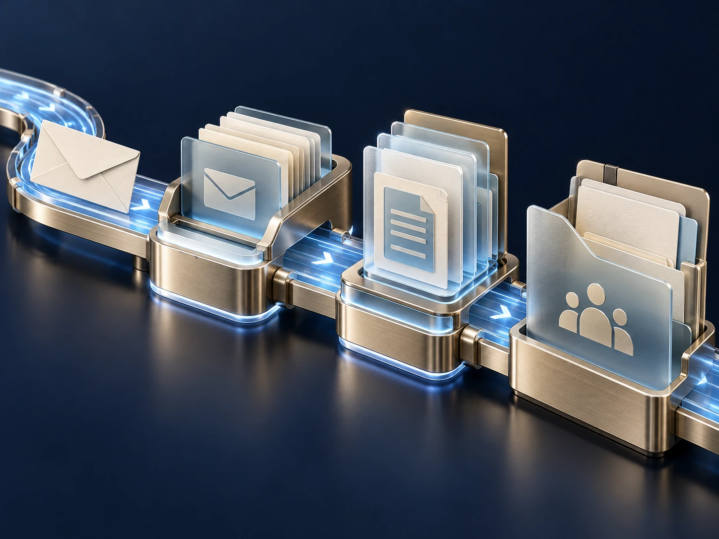 An enquiry moves through connected capture, context and handover modules.